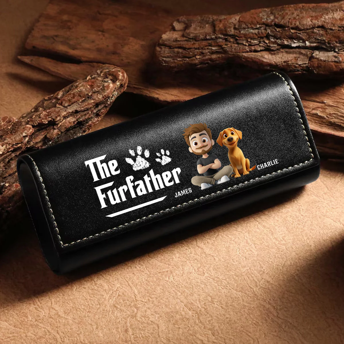 Cool Pet Father - Personalized Custom Leather Eyeglass Case - Image 2