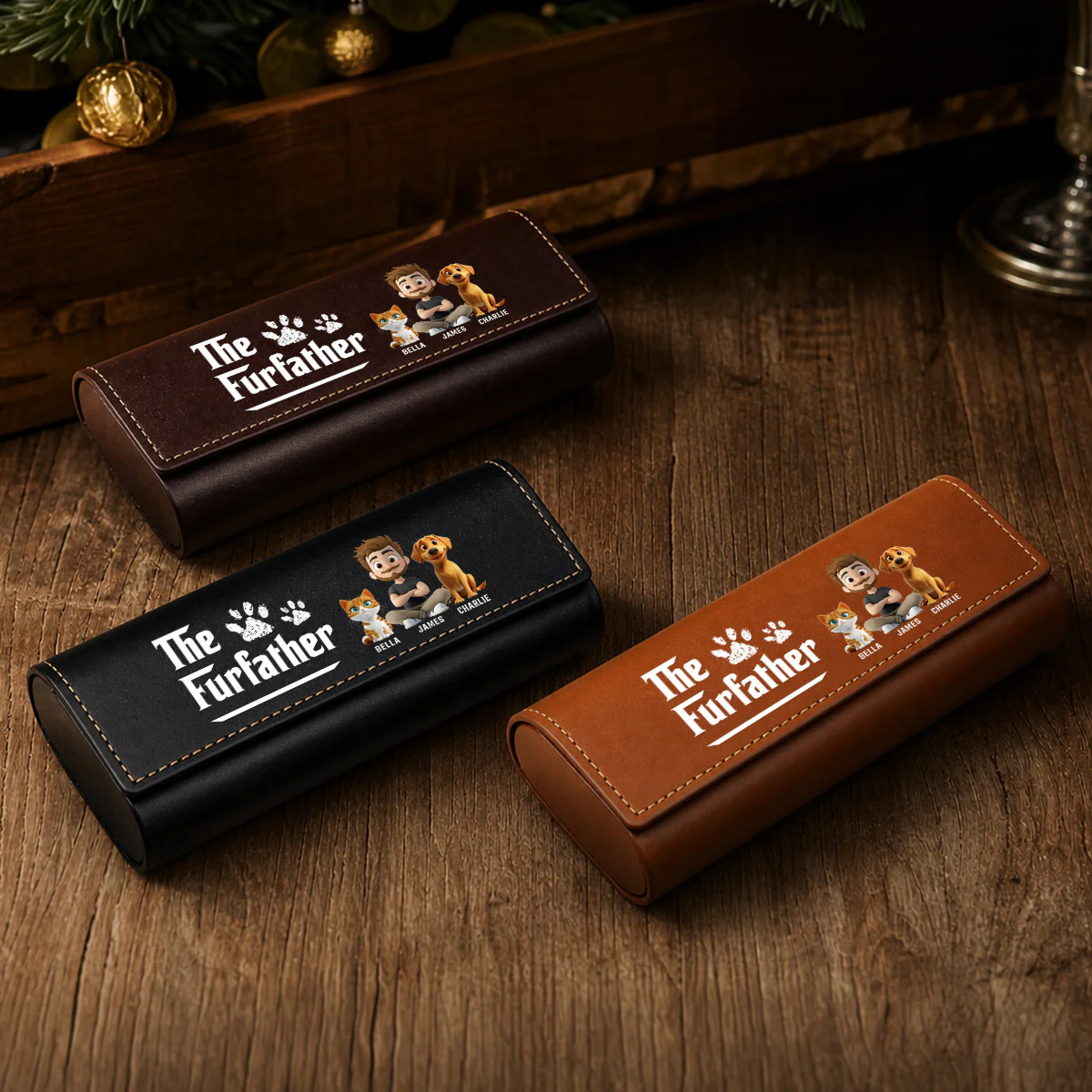 Cool Pet Father - Personalized Custom Leather Eyeglass Case - Image 4
