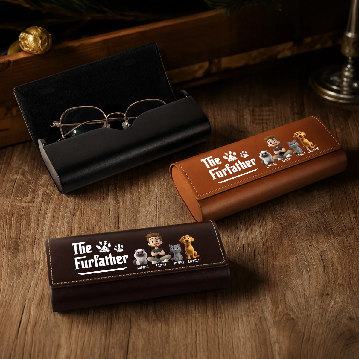 Cool Pet Father - Personalized Custom Leather Eyeglass Case - Image 5
