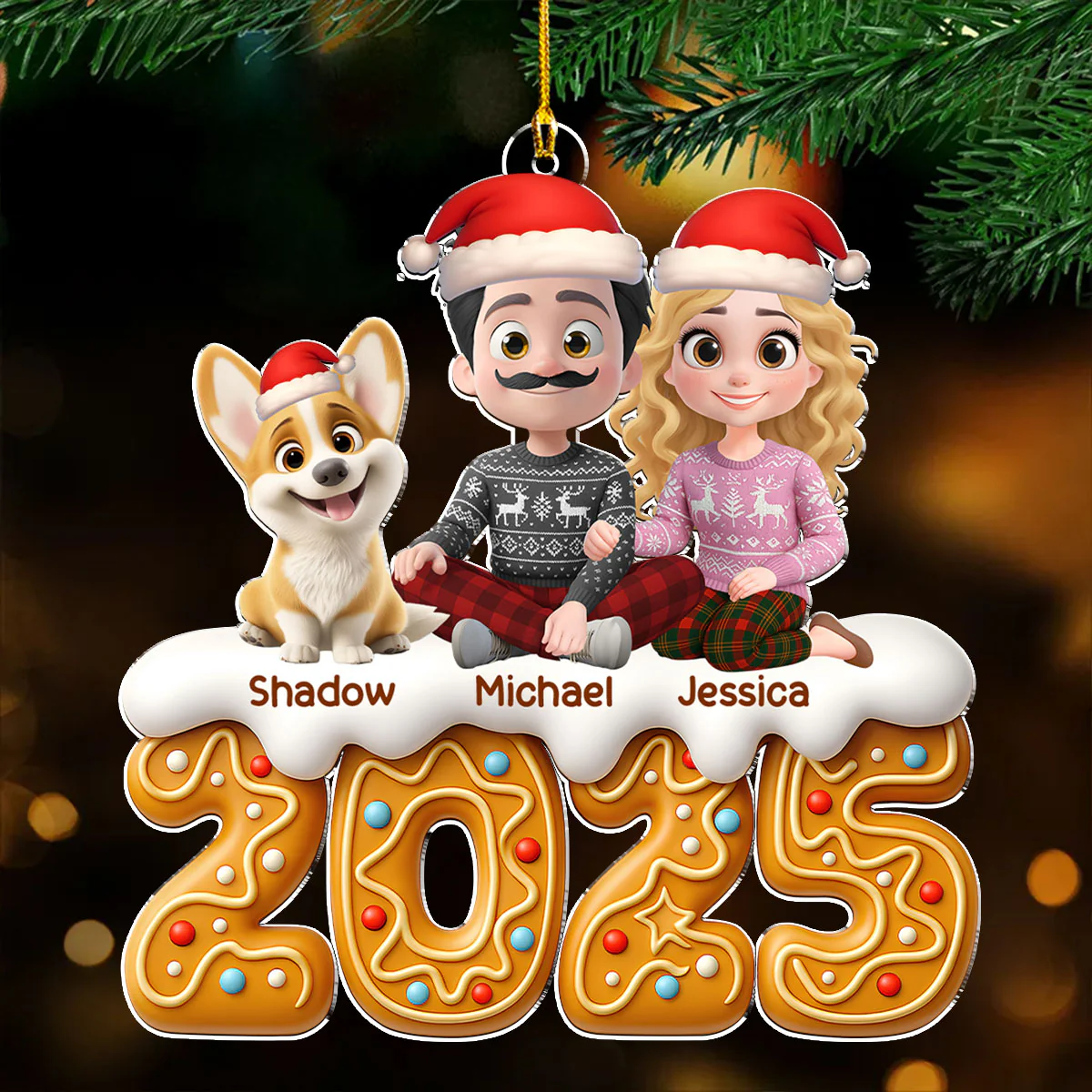 Couple And Dog Of The Year - Personalized Custom Acrylic Ornament - Image 3