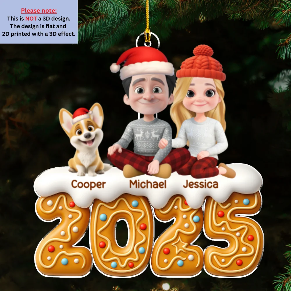 Couple And Dog Of The Year - Personalized Custom Acrylic Ornament - Image 7