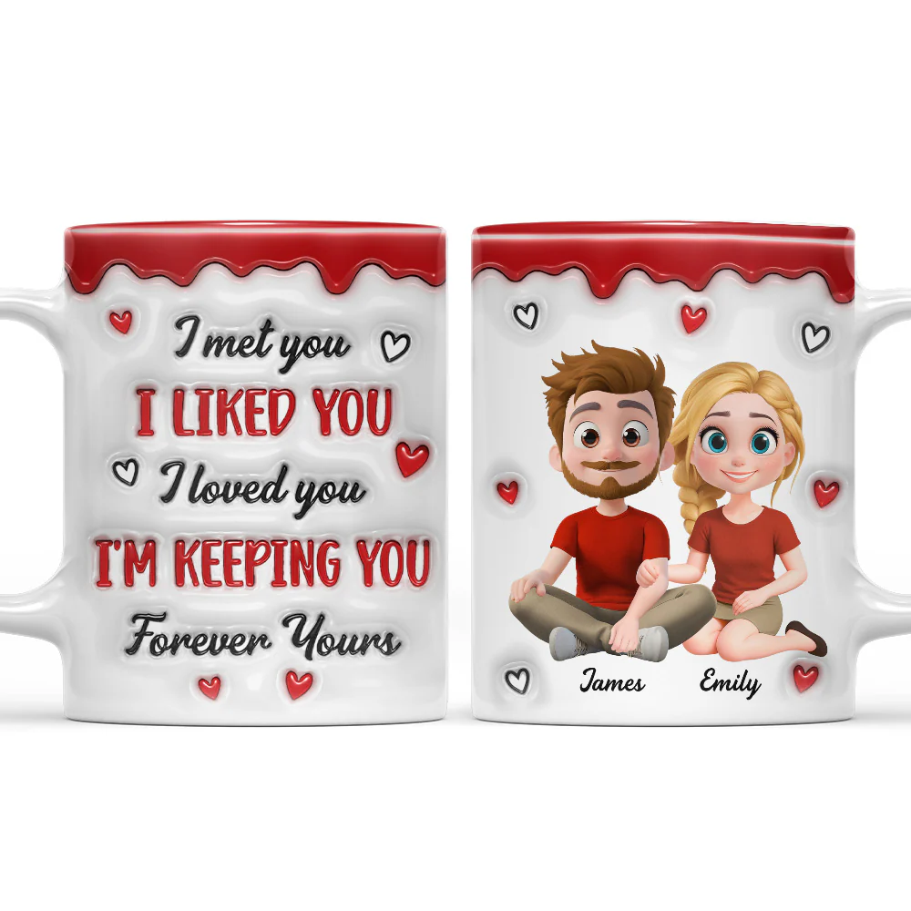 Couple Cartoon Forever Love - Personalized Custom 3D Inflated Effect Mug