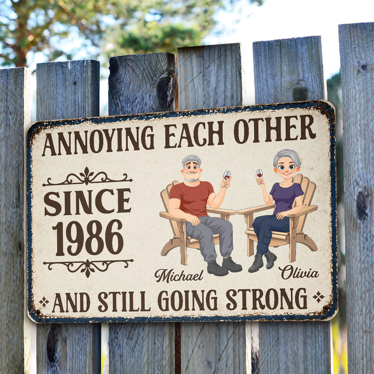 Couple Relaxing - Personalized Custom Metal Sign - Image 5