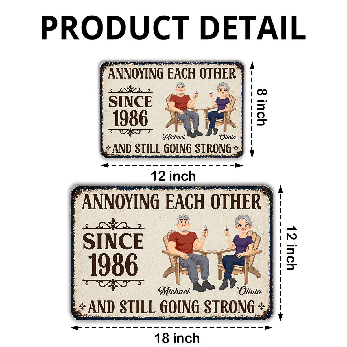Couple Relaxing - Personalized Custom Metal Sign - Image 6