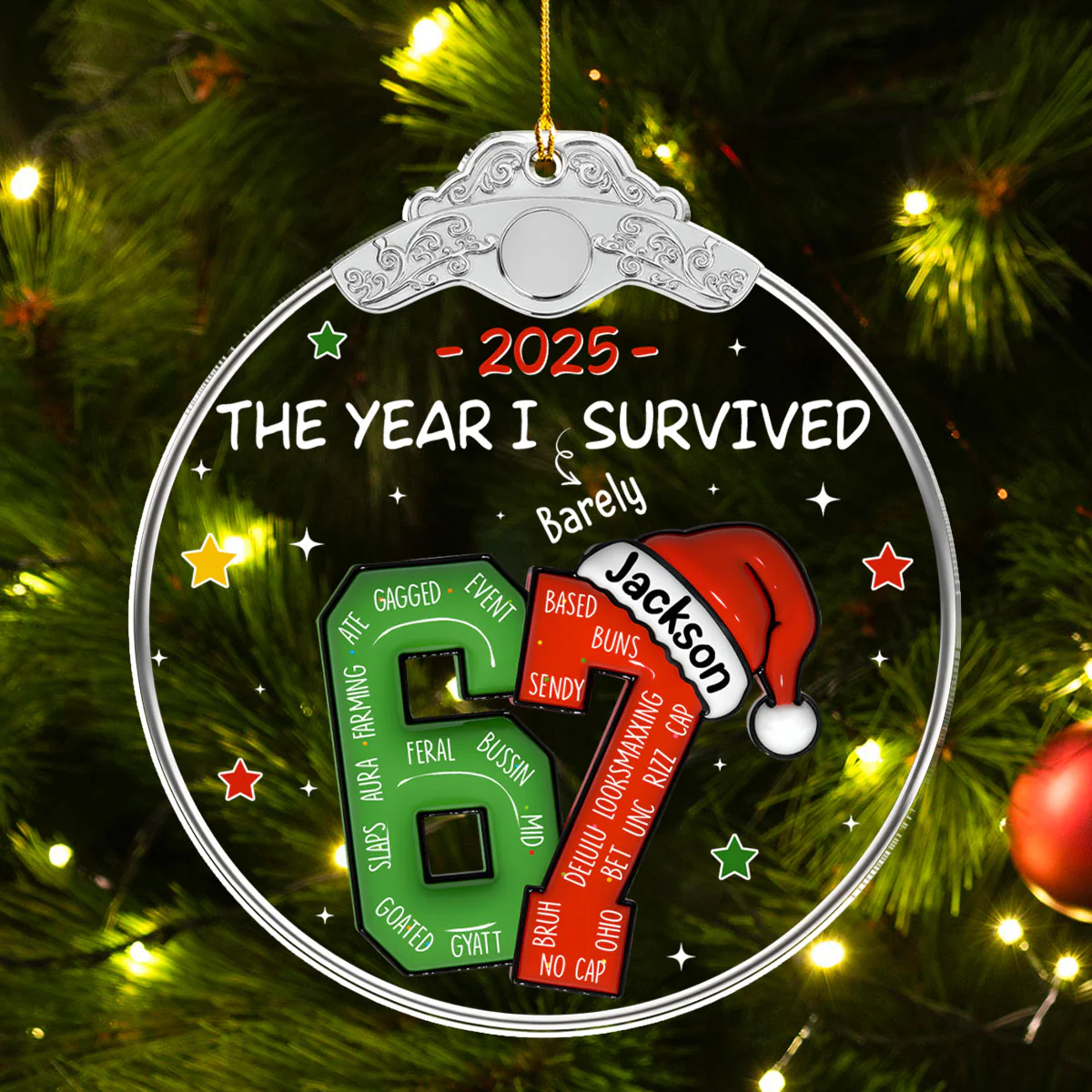 Coworker Six Seven Slang - Personalized Custom Acrylic Ornament - Image 3