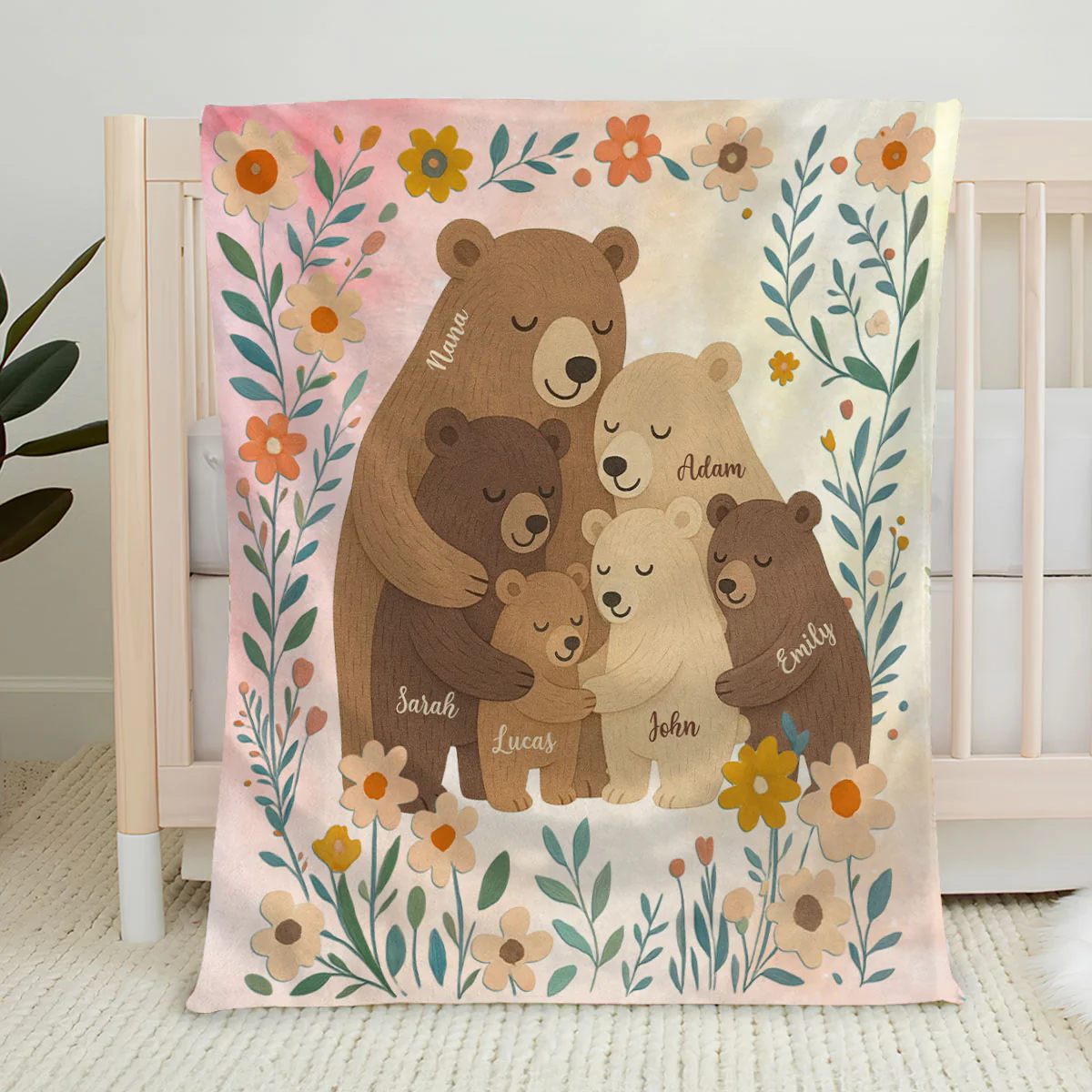 Cozy Bear Love - Personalized Custom Fleece Blanket - Image 3