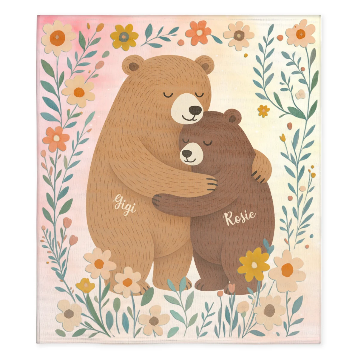 Cozy Bear Love - Personalized Custom Fleece Blanket - Image 6