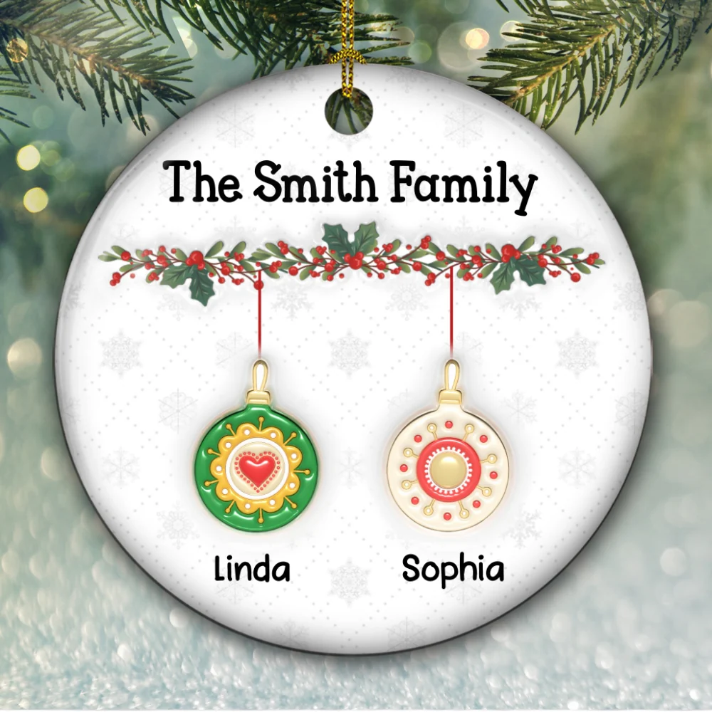 Cozy Family - Personalized Custom 3D Inflated Effect Ceramic Ornament - Image 5