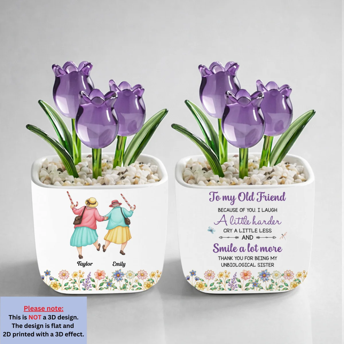 Cry A Little Less And Smile More - Personalized Custom Glass Everlasting Tulips - Image 10