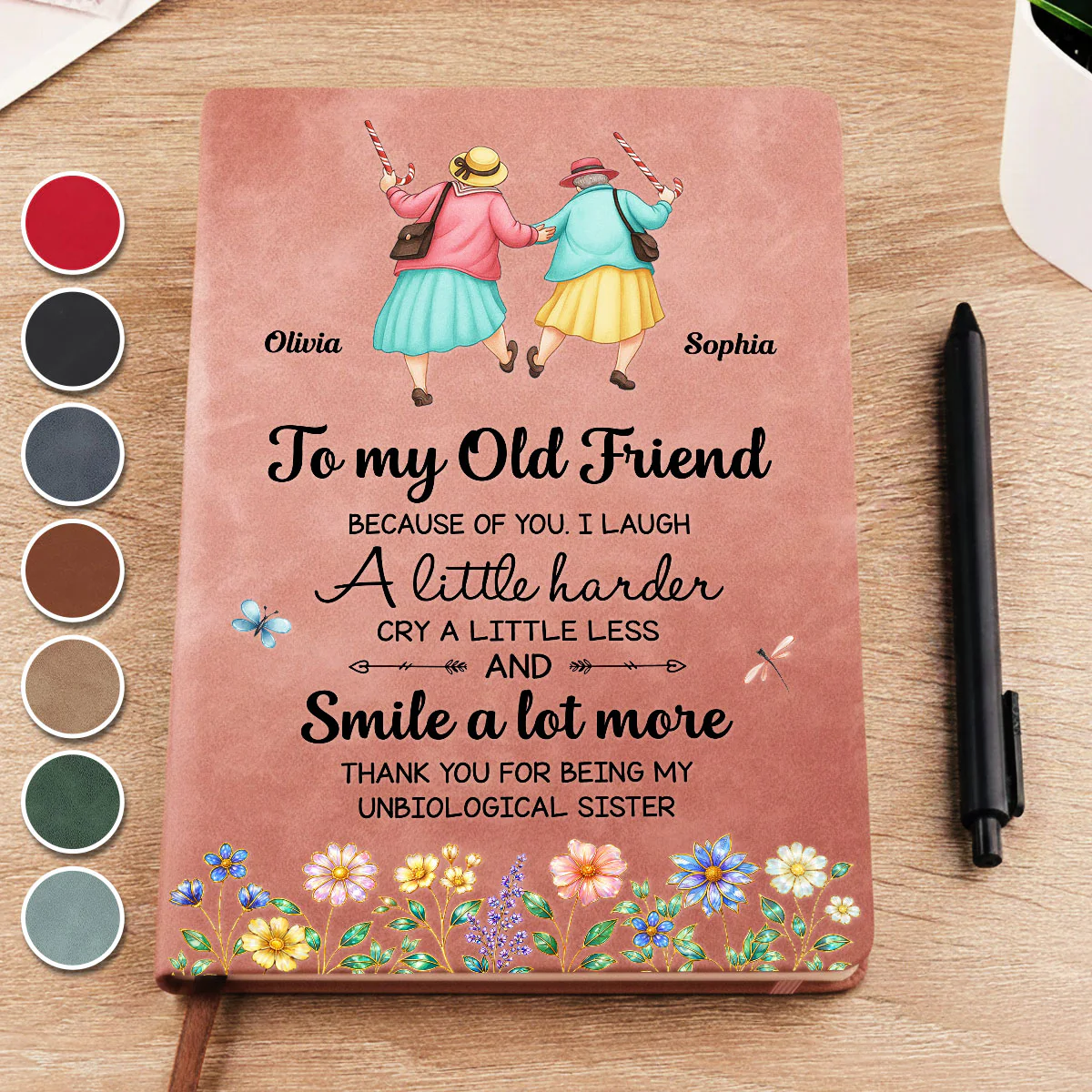 Cry A Little Less And Smile More - Personalized Custom Leather Journal