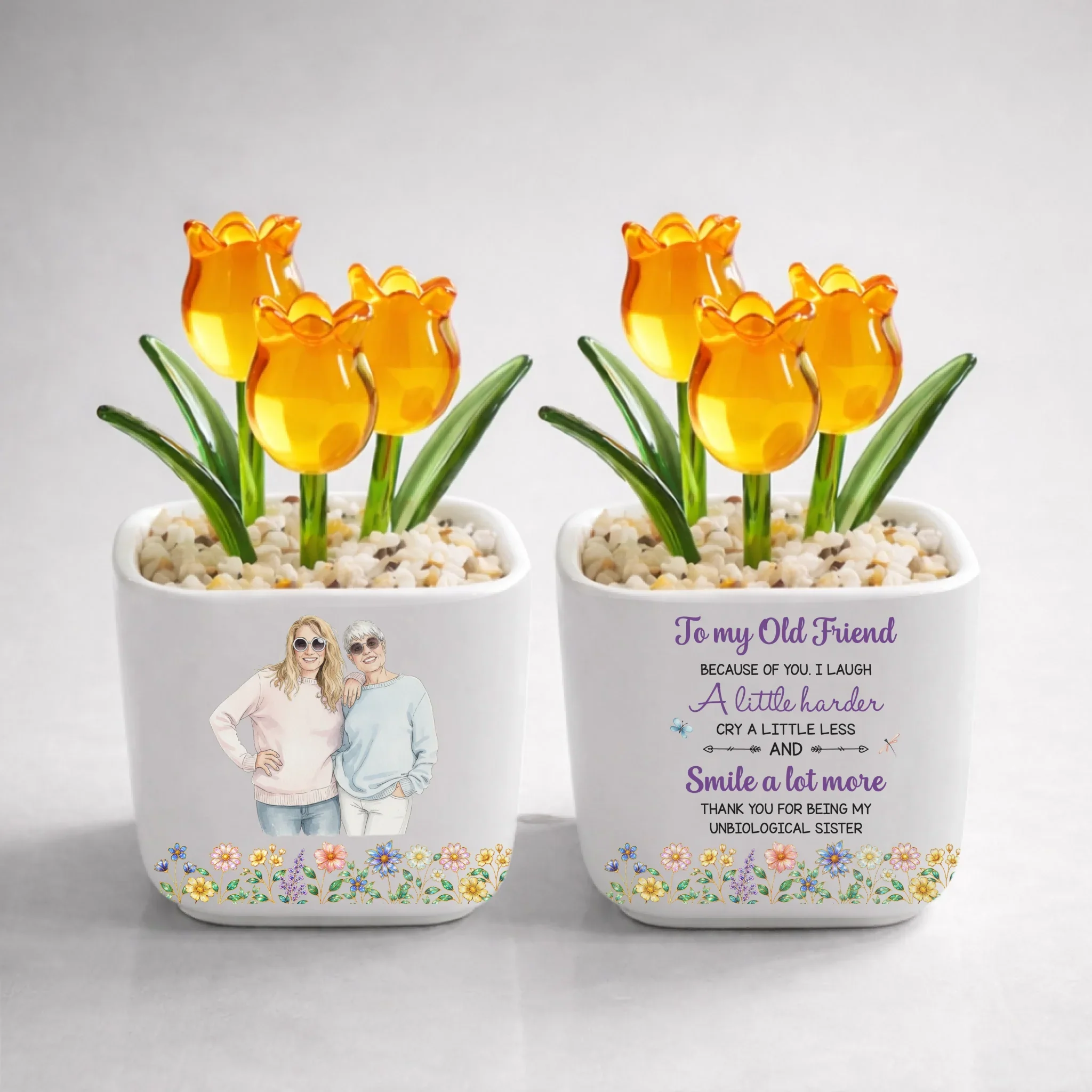 Cry A Little Less And Smile More Ver 3 - Personalized Custom Glass Everlasting Tulips - Image 14