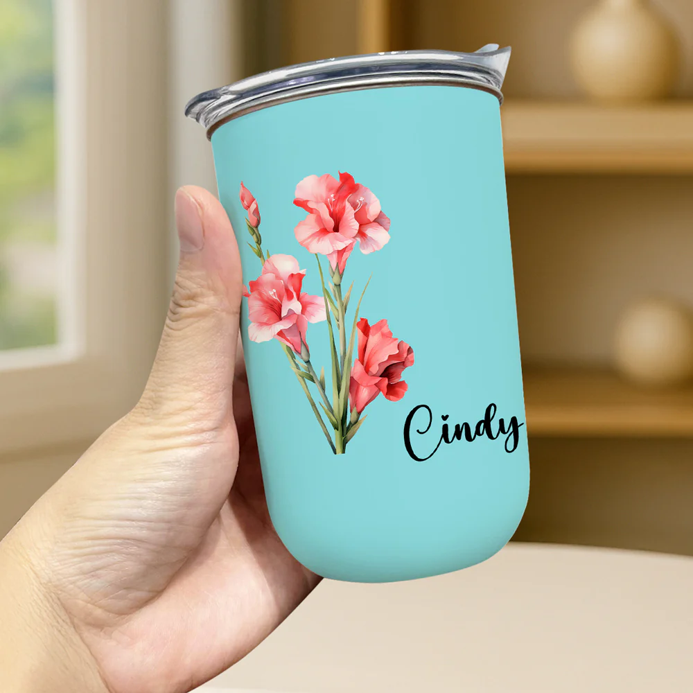 Custom Birth Month Flower Gift - Personalized Custom 10oz Tumbler - Image 2