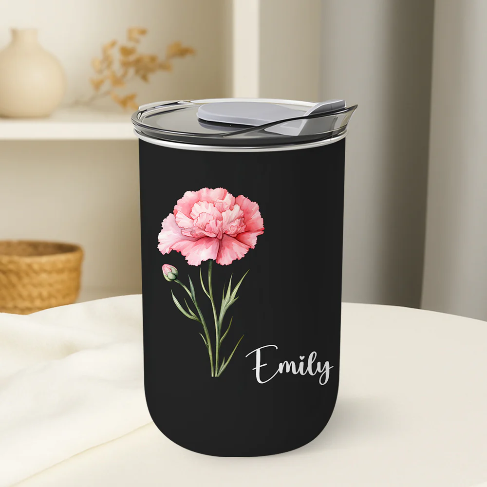 Custom Birth Month Flower Gift - Personalized Custom 10oz Tumbler - Image 4