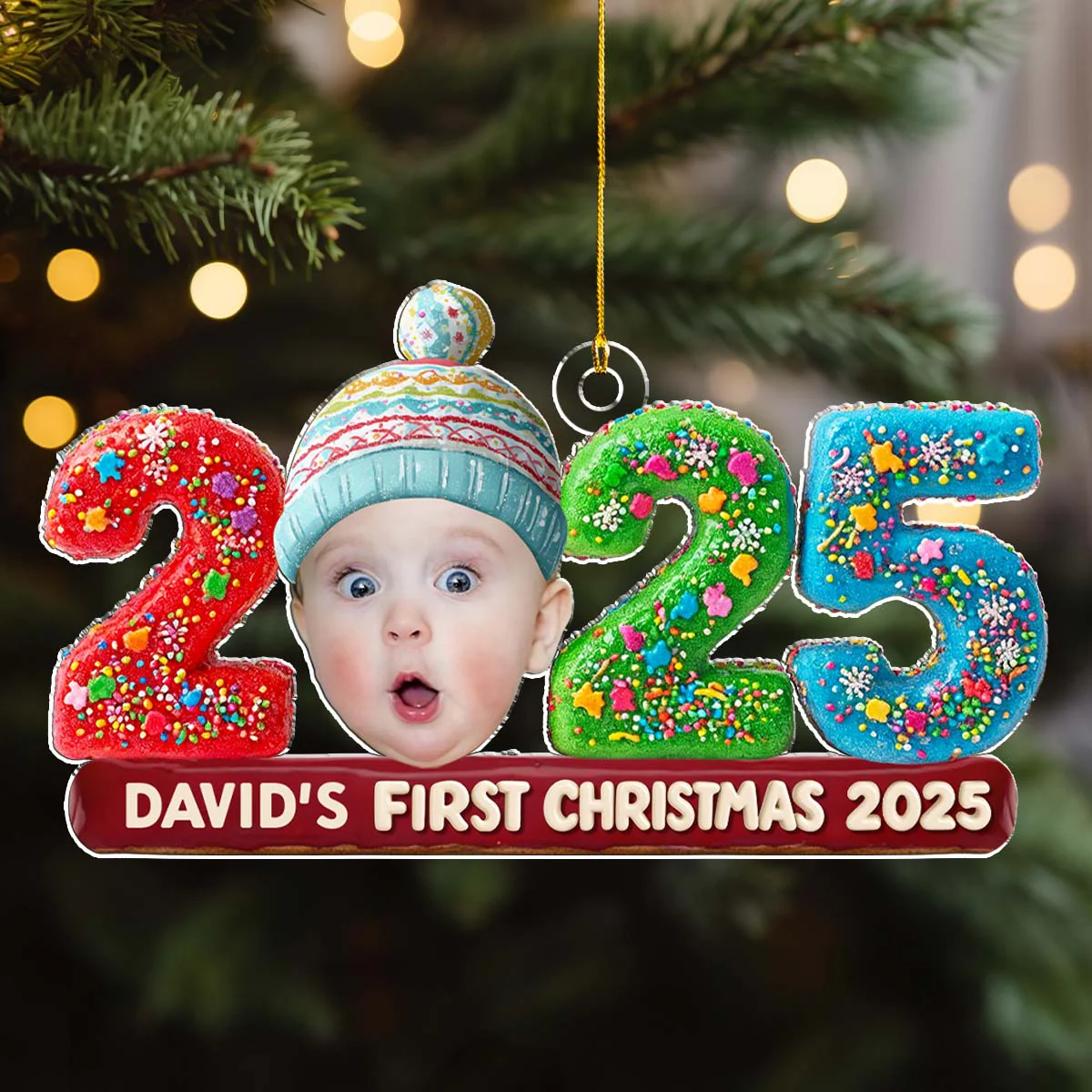 Custom Photo Baby 1st Christmas - Personalized Custom Acrylic Ornament - Image 3