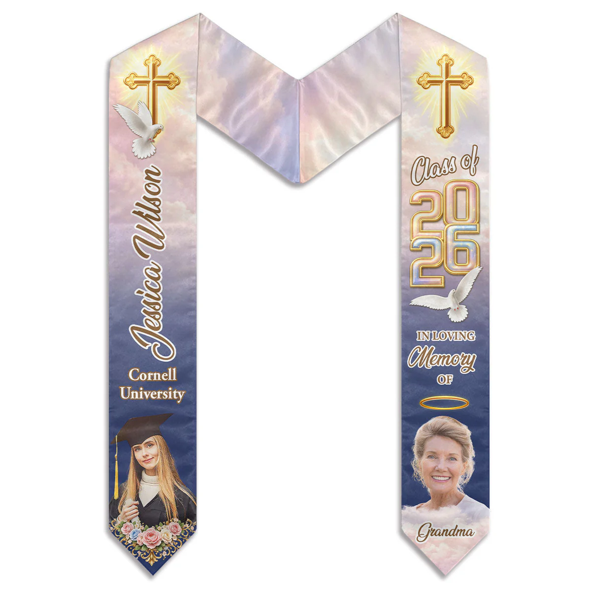 Custom Photo In Loving Memory - Personalized Custom Graduation Stole