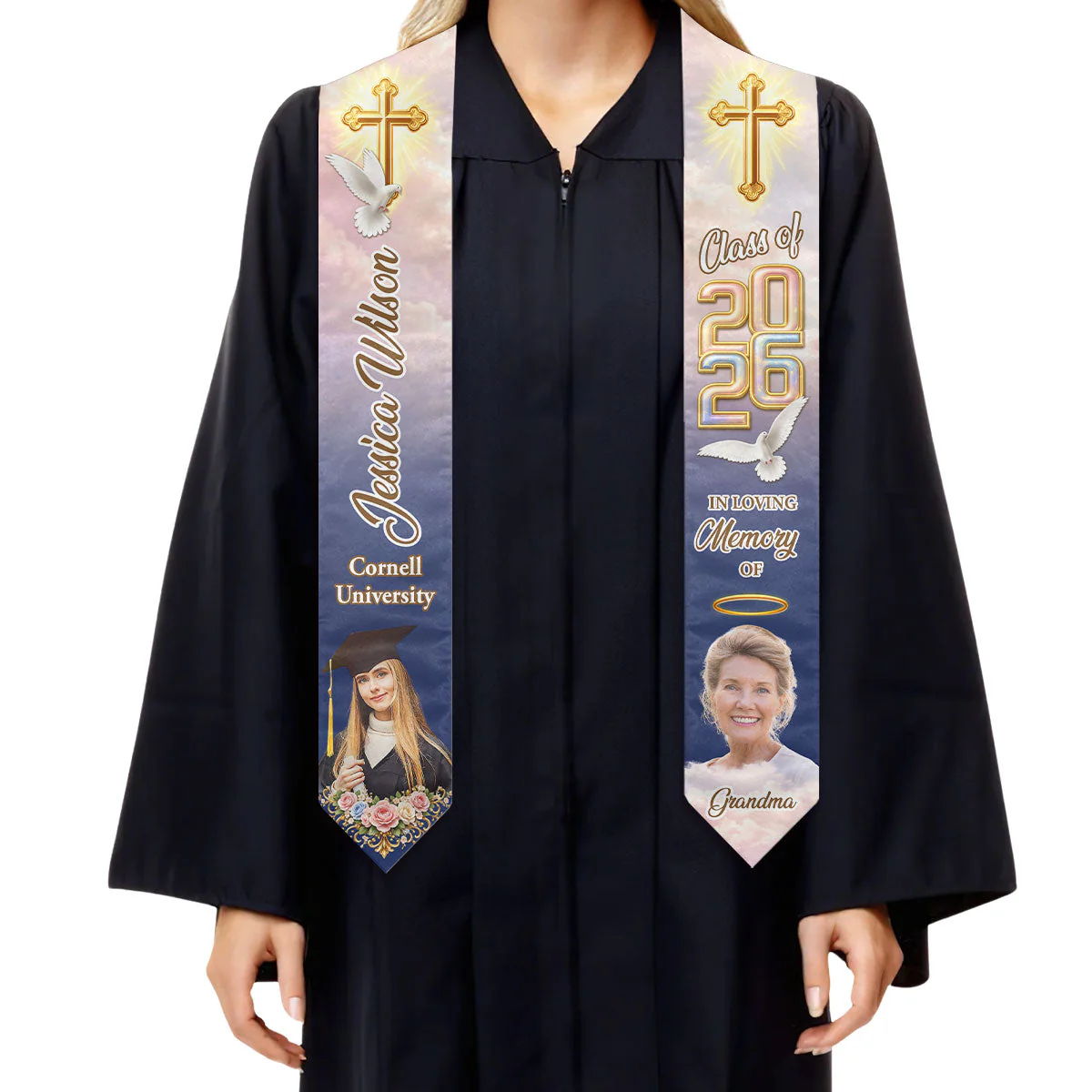 Custom Photo In Loving Memory - Personalized Custom Graduation Stole - Image 2