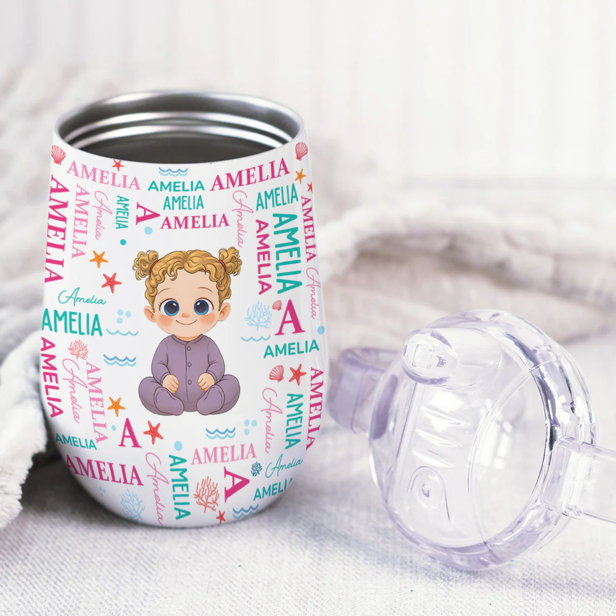 Cute Baby - Personalized Custom Sippy Cup With Handles - Image 2