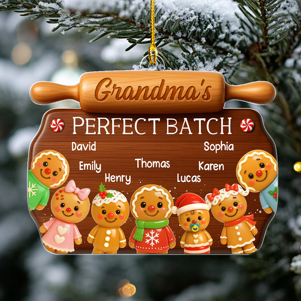 Cute Gingerbread Family - Personalized Custom Acrylic Ornament - Image 3
