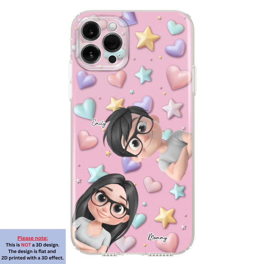 Cute Mommy And Children - Personalized Custom 3D Effect Phone Case - Image 12