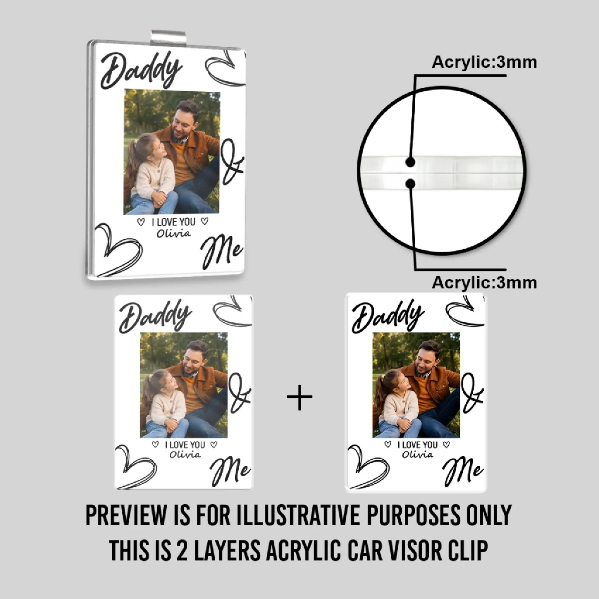 Dad And Me - Personalized Custom Acrylic Car Visor Clip - Image 5