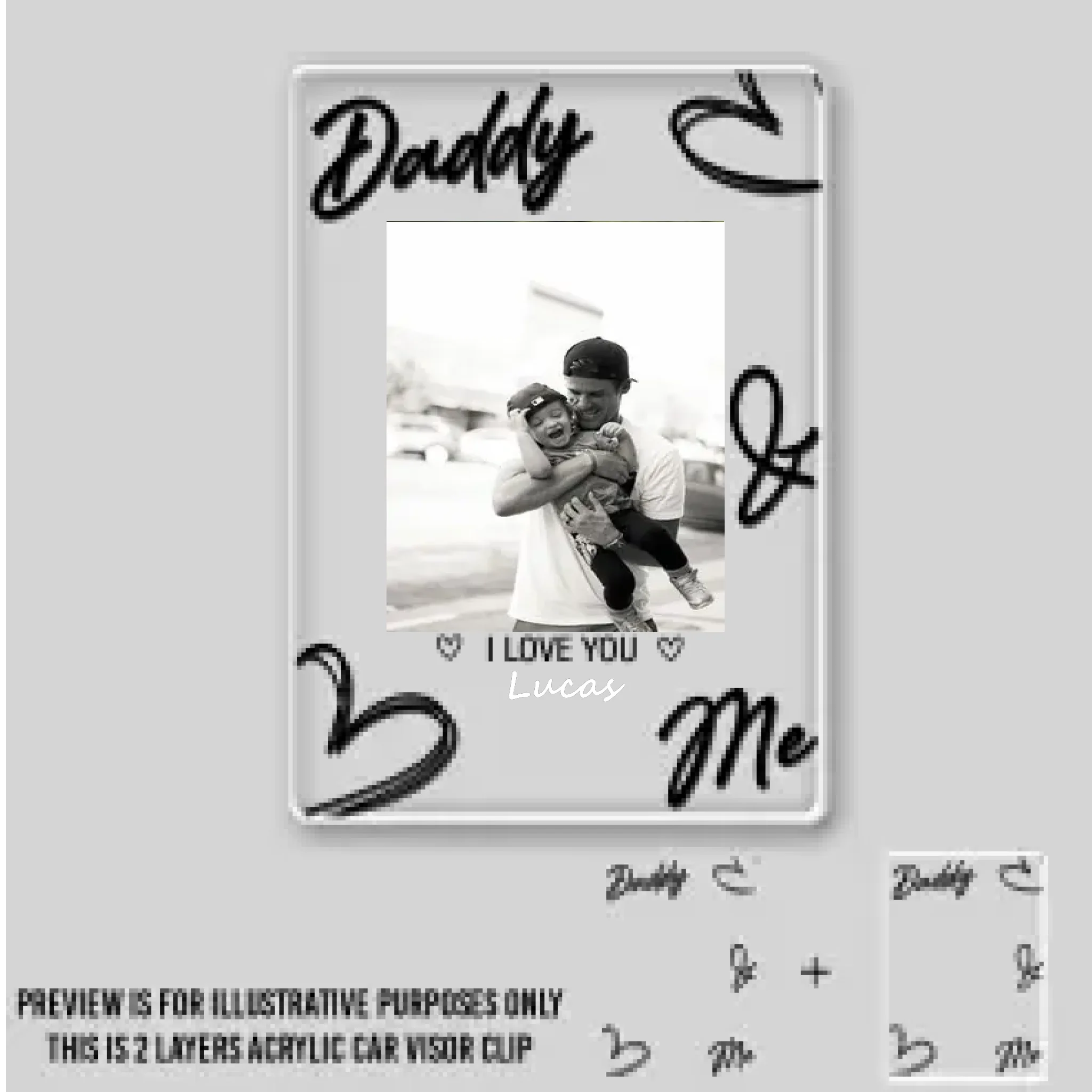 Dad And Me - Personalized Custom Acrylic Car Visor Clip - Image 7