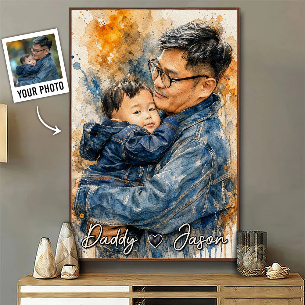 Dad And Son Portrait - Personalized Custom Poster