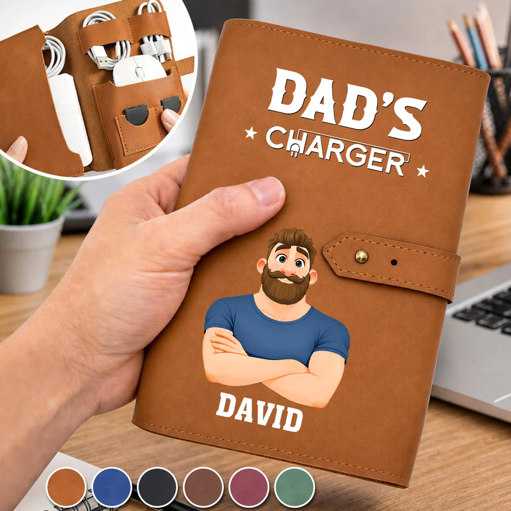 Dad Charger - Personalized Custom Leather Charger Bag