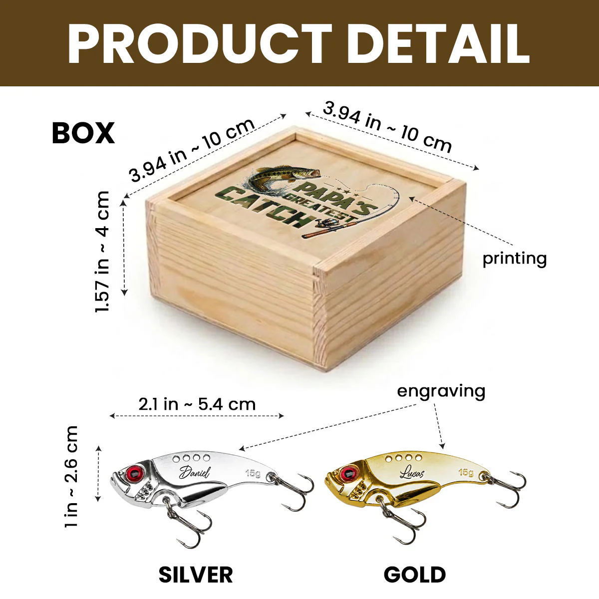 Dad Grandpa Greatest Catch - Personalized Custom Fishing Lure - Image 5