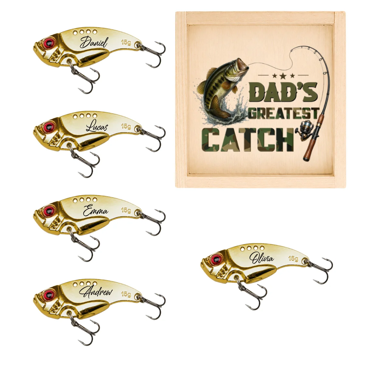 Dad Grandpa Greatest Catch - Personalized Custom Fishing Lure - Image 9