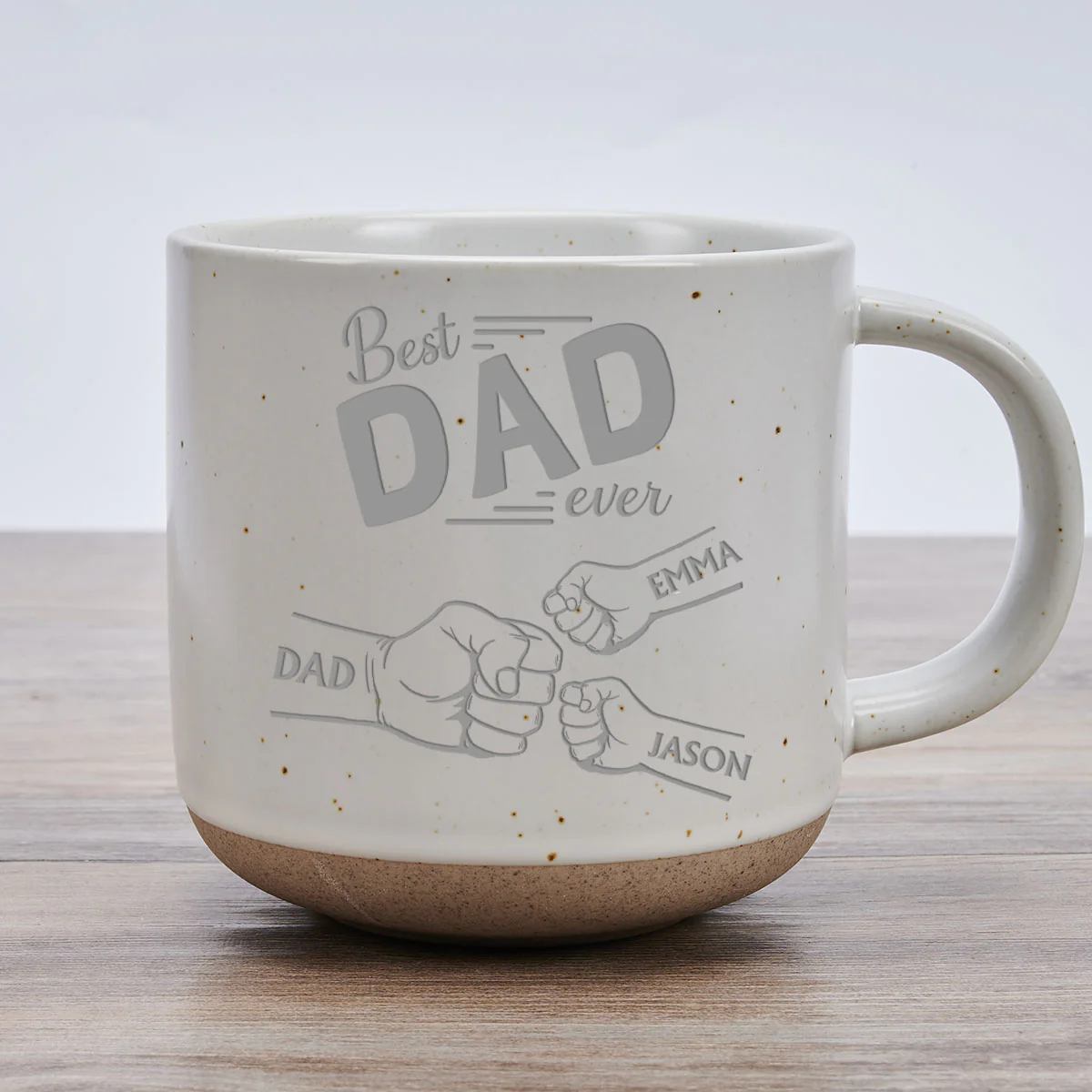 Dad Is Our Strength - Personalized Custom Engraved Pottery Mug