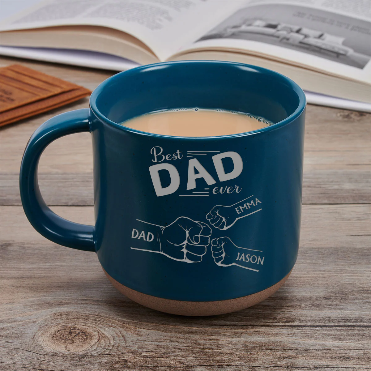 Dad Is Our Strength - Personalized Custom Engraved Pottery Mug - Image 3