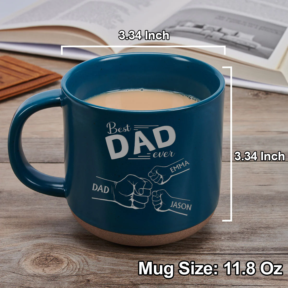 Dad Is Our Strength - Personalized Custom Engraved Pottery Mug - Image 5