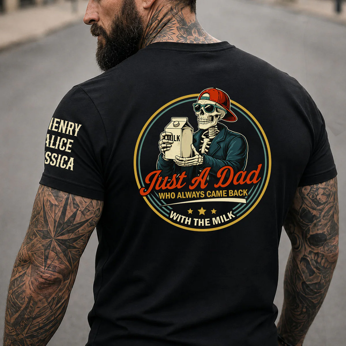 Dad Joke - Personalized Custom Shirt With Design On Sleeve - Image 3