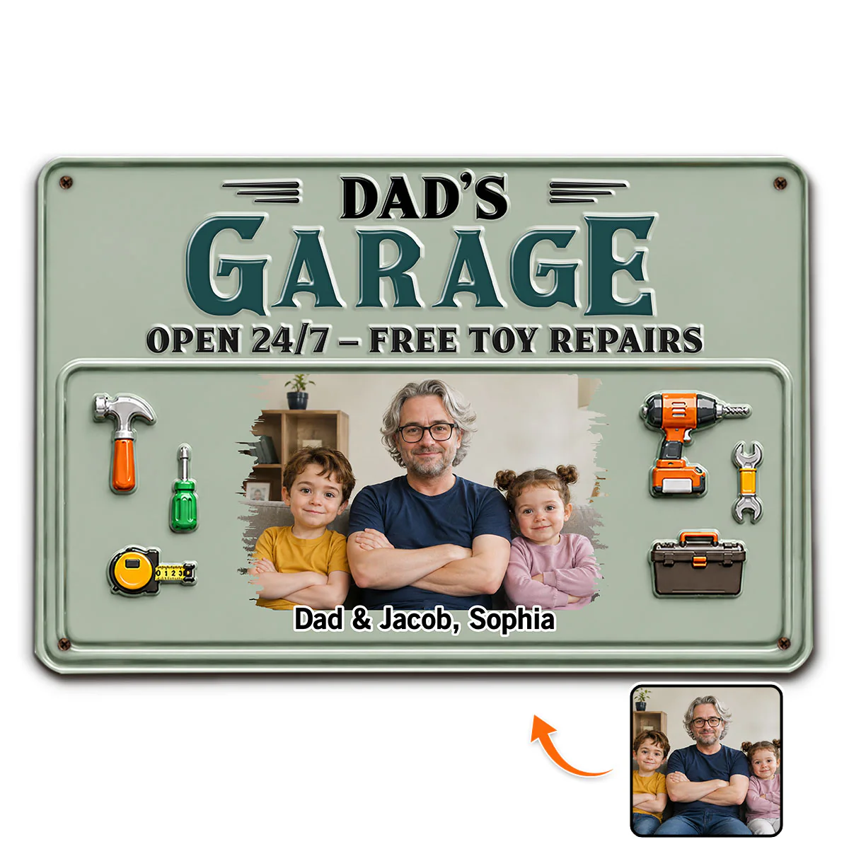 Dad Papa Garage Photo - Personalized Custom Metal Sign