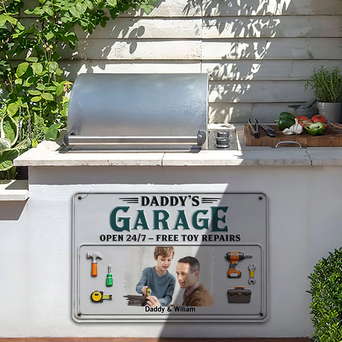 Dad Papa Garage Photo - Personalized Custom Metal Sign - Image 4