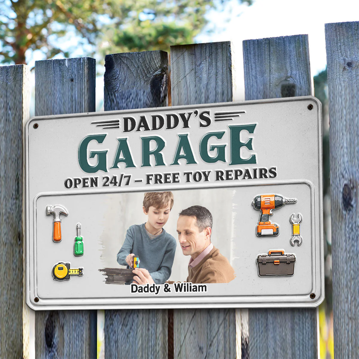 Dad Papa Garage Photo - Personalized Custom Metal Sign - Image 5