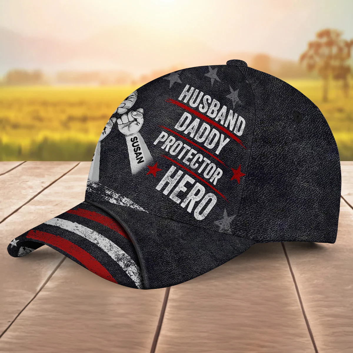 Dad Strength Never Quits - Personalized Custom Classic Cap - Image 2