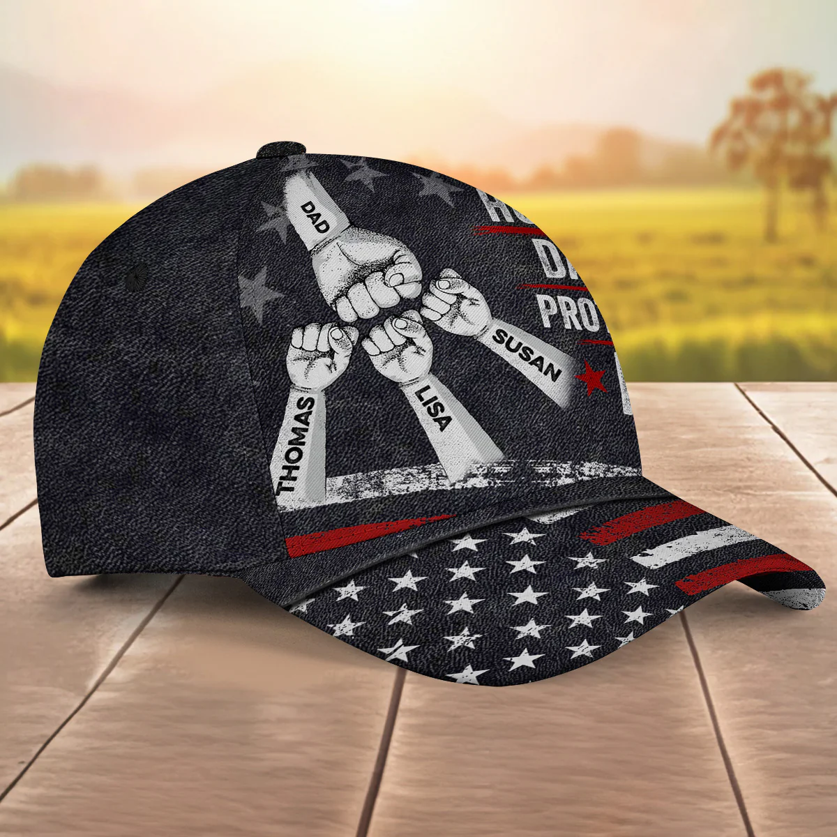 Dad Strength Never Quits - Personalized Custom Classic Cap - Image 3