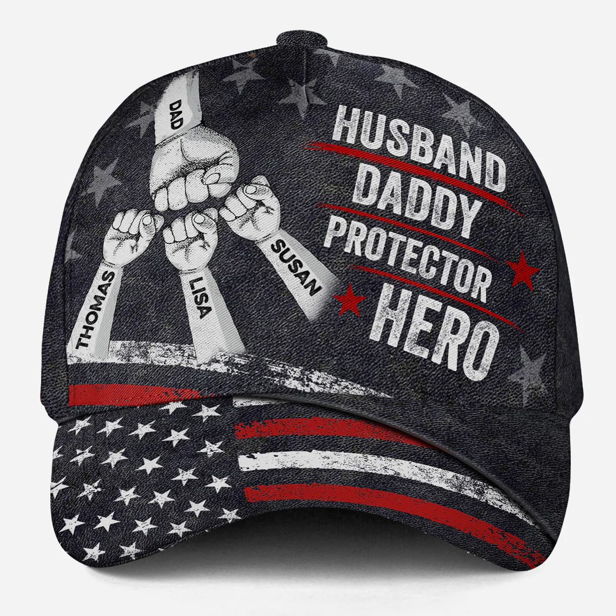 Dad Strength Never Quits - Personalized Custom Classic Cap - Image 5