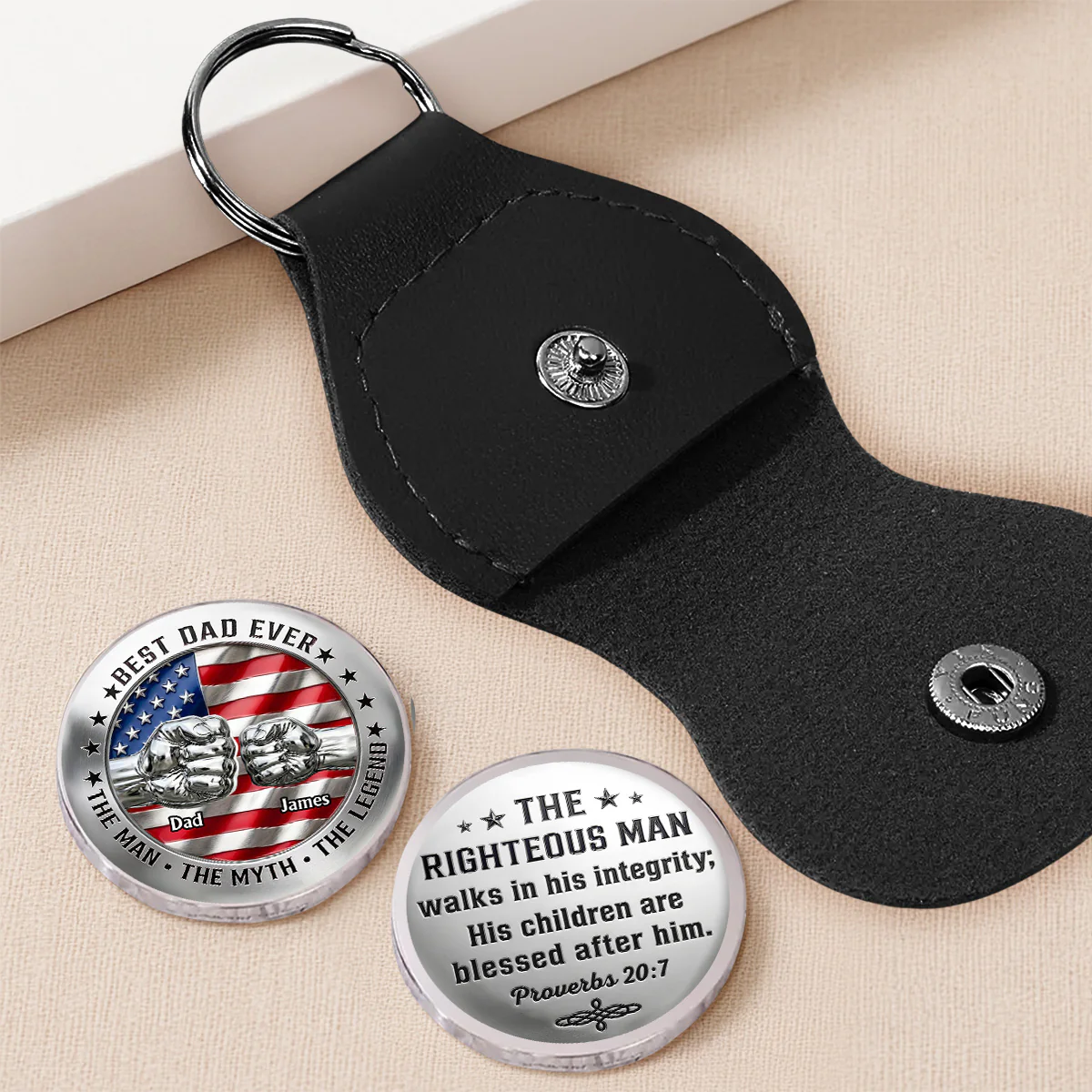 Dad Strong Brave Loyal - Personalized Custom Pocket Hug - Image 2