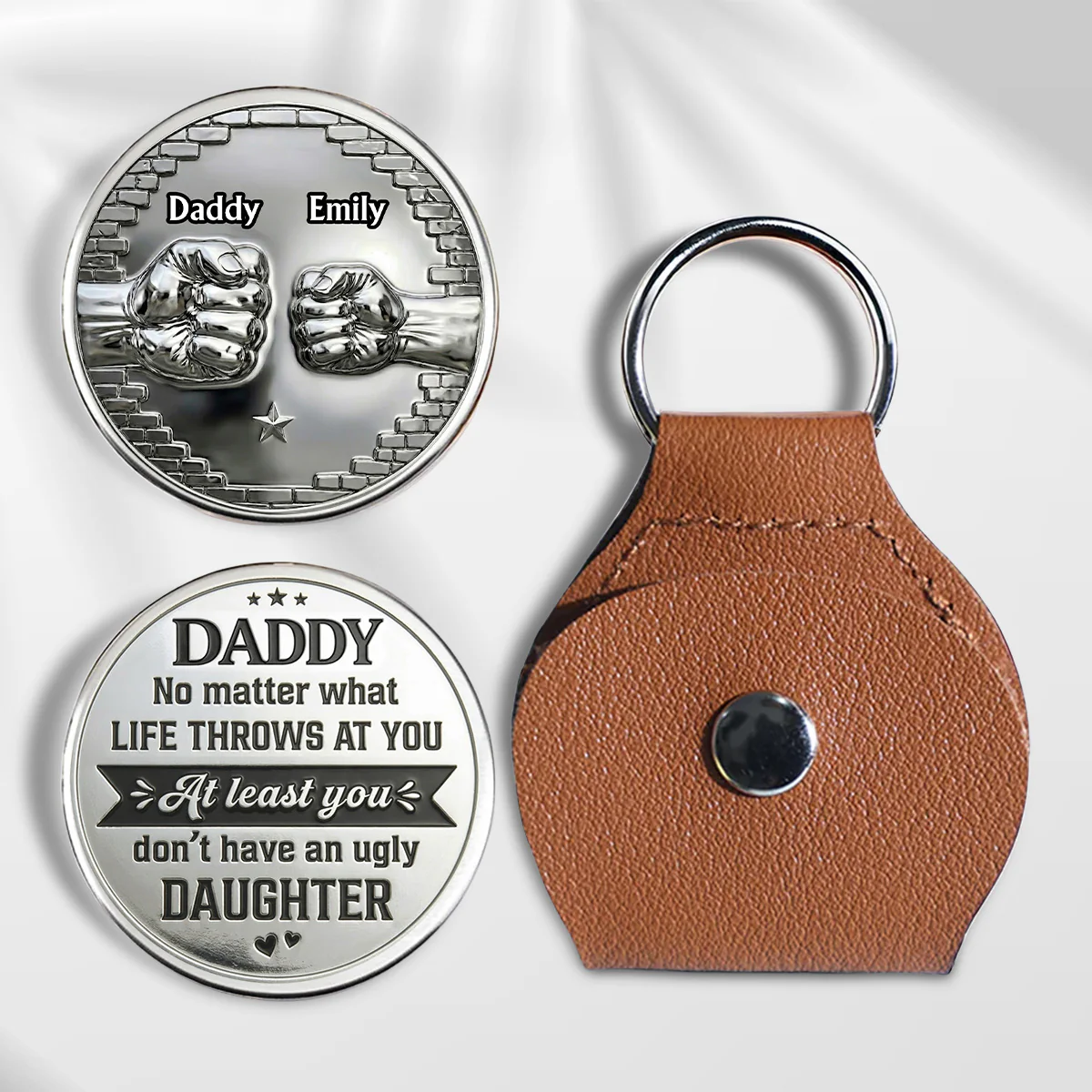 Dad You Got Lucky - Personalized Custom Pocket Hug - Image 5
