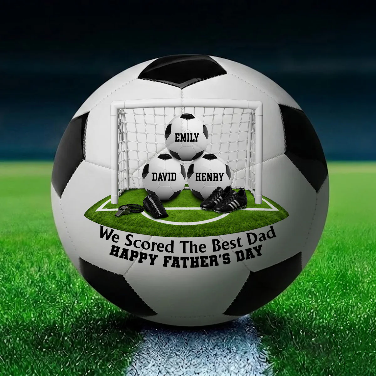 Daddy And Football - Personalized Custom Soccer Ball