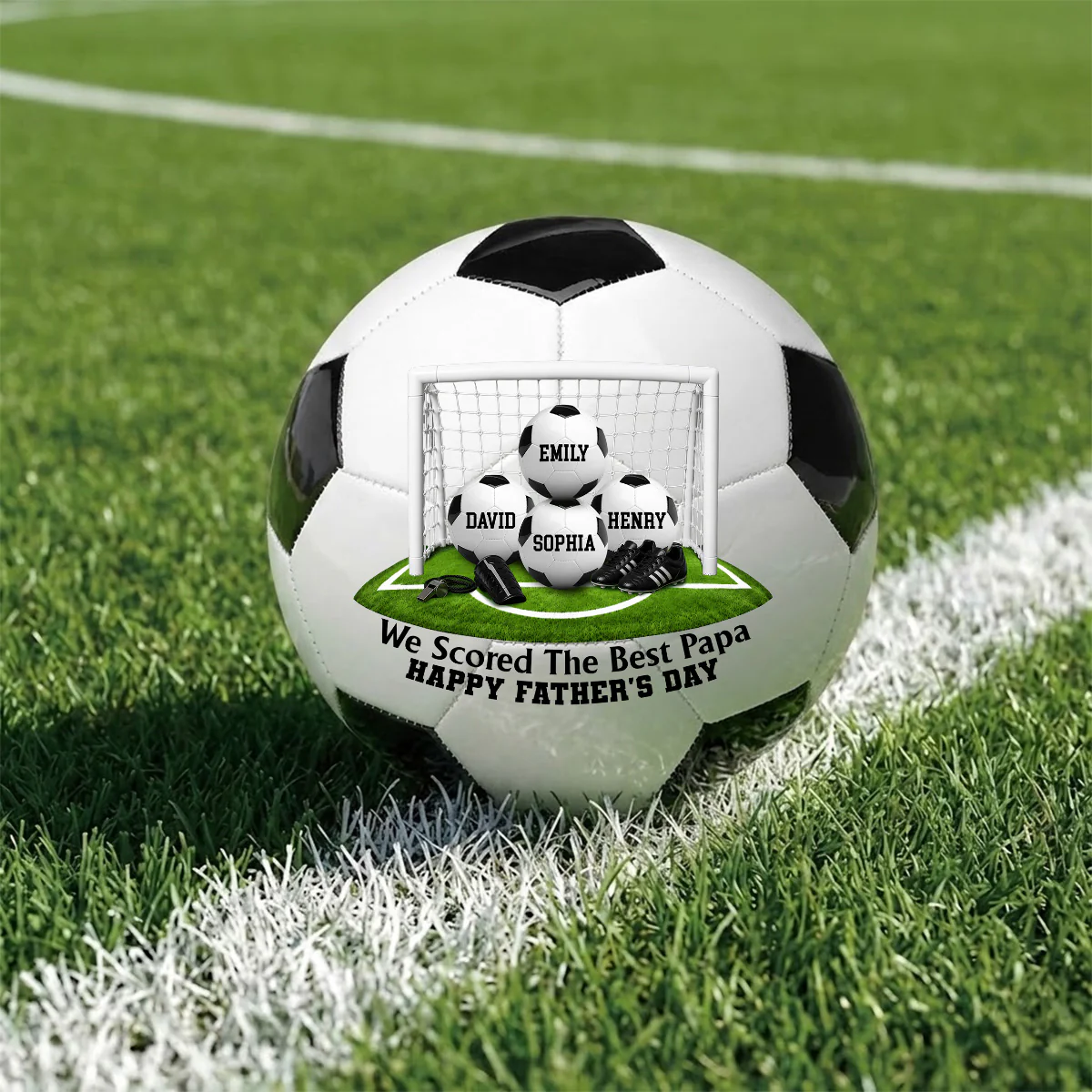 Daddy And Football - Personalized Custom Soccer Ball - Image 3