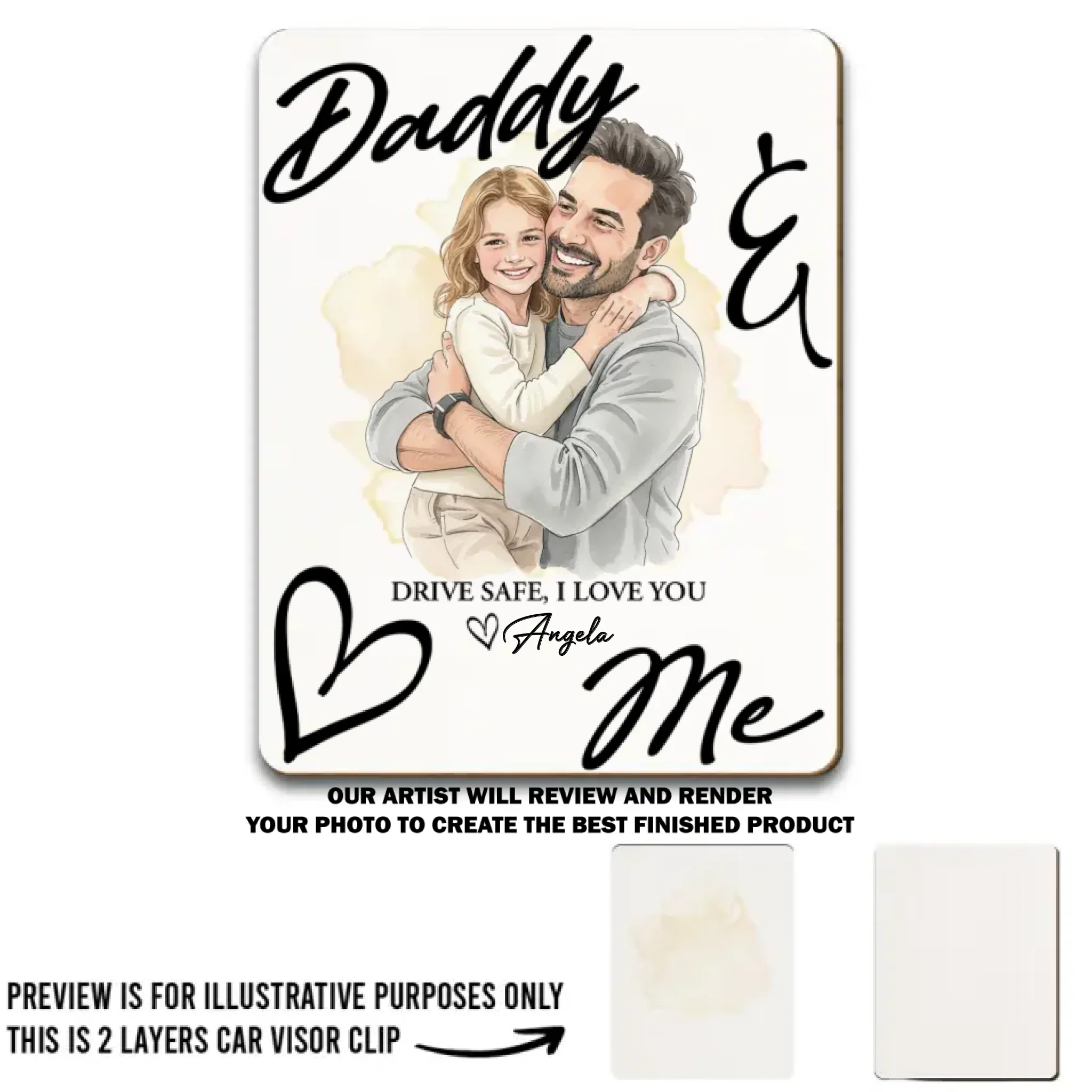 Daddy Drive Safe - Personalized Custom Car Visor Clip - Image 5