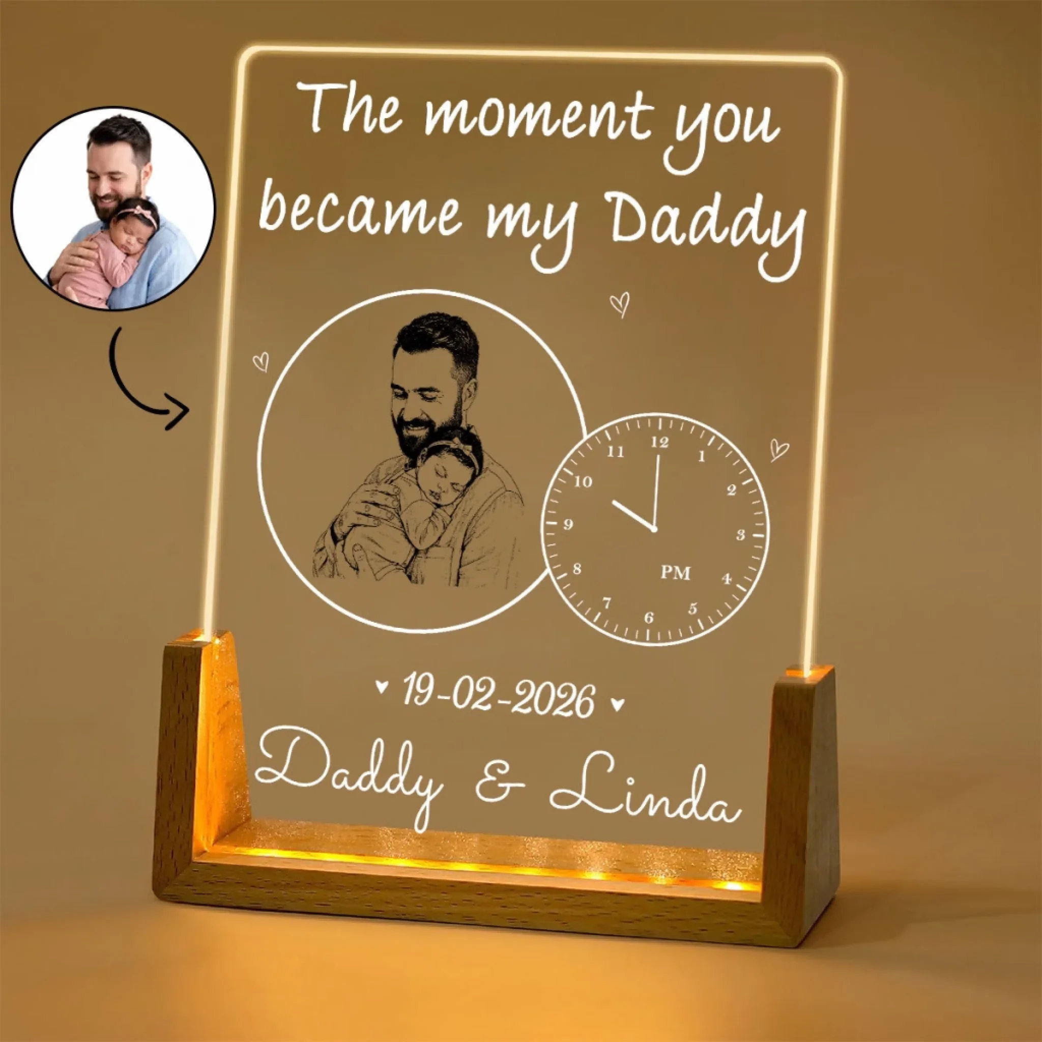 Daddy From That Moment - Personalized Custom Plaque With Walnut Base