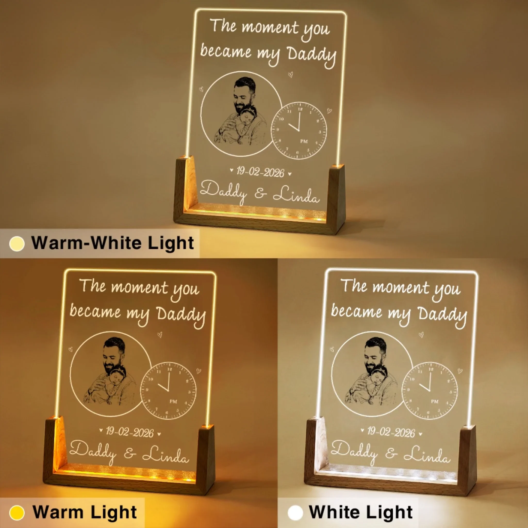 Daddy From That Moment - Personalized Custom Plaque With Walnut Base - Image 5