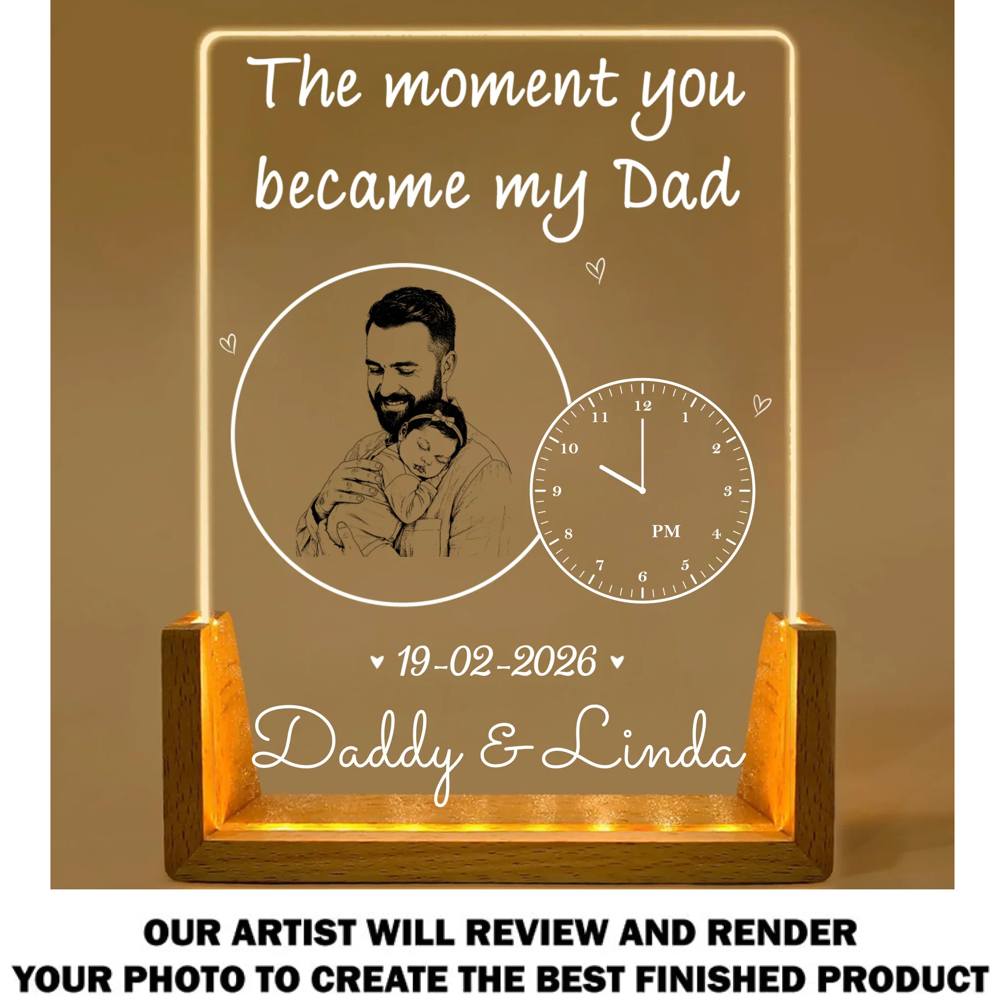 Daddy From That Moment - Personalized Custom Plaque With Walnut Base - Image 9