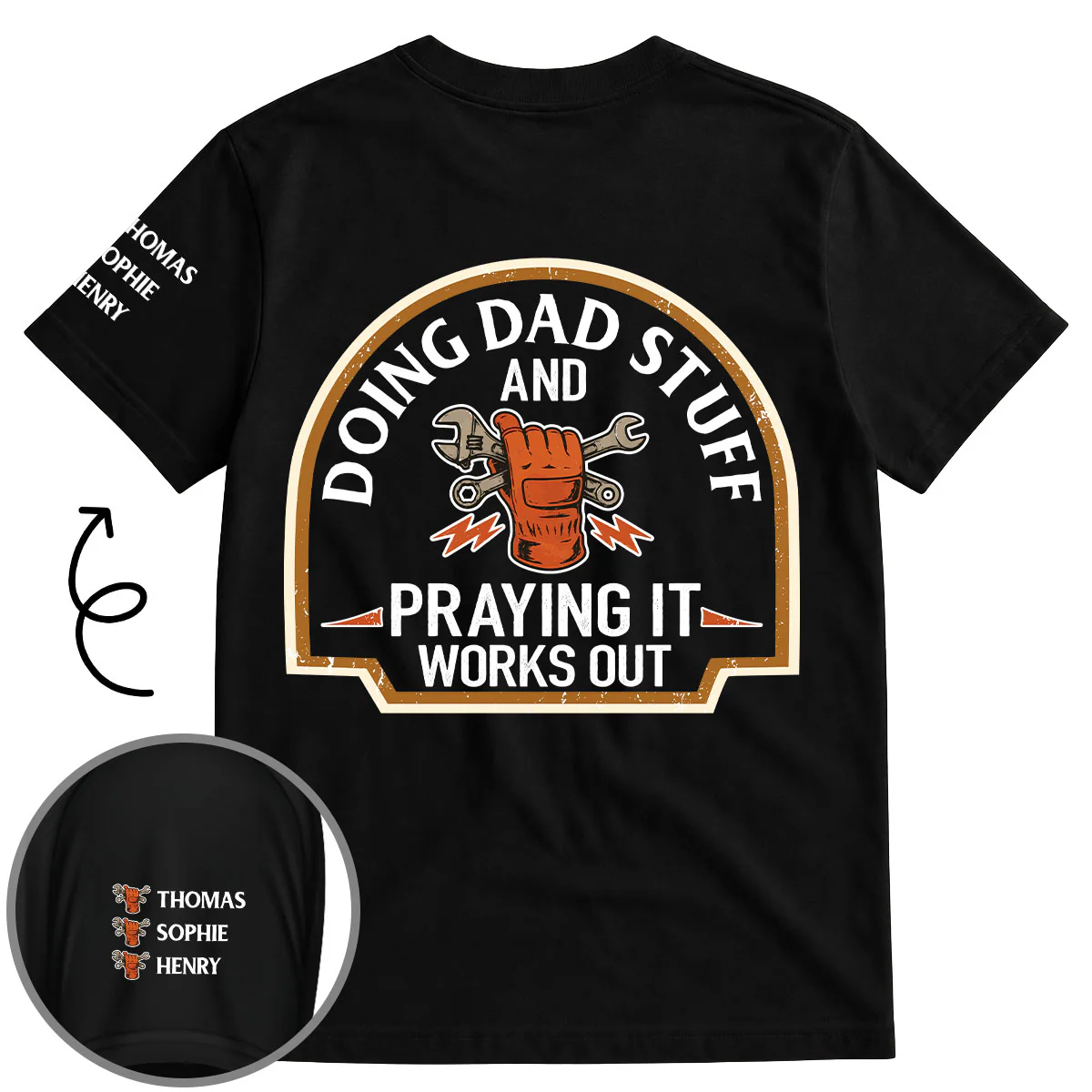 Daddy Stuff - Personalized Custom Shirt With Design On Sleeve