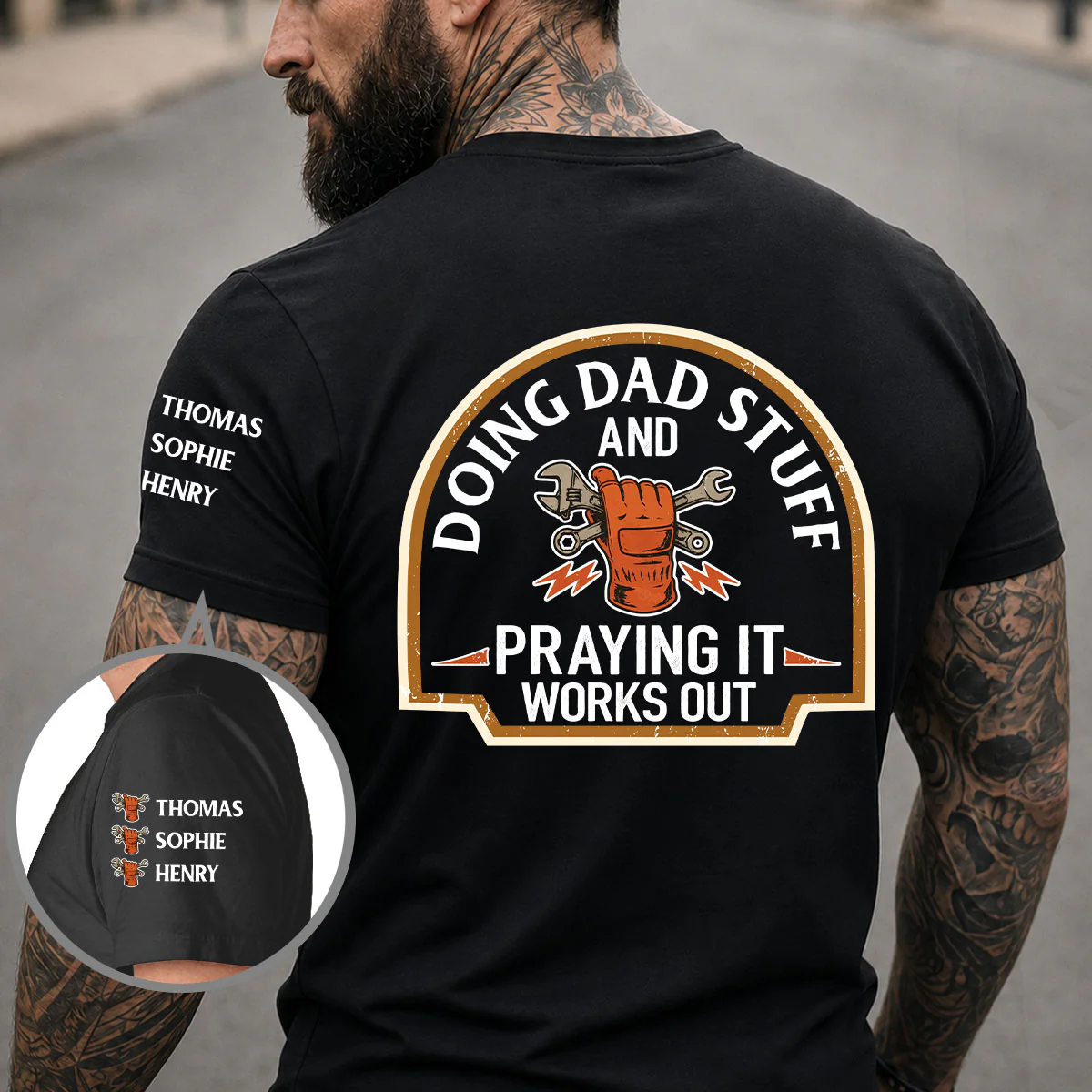 Daddy Stuff - Personalized Custom Shirt With Design On Sleeve - Image 2