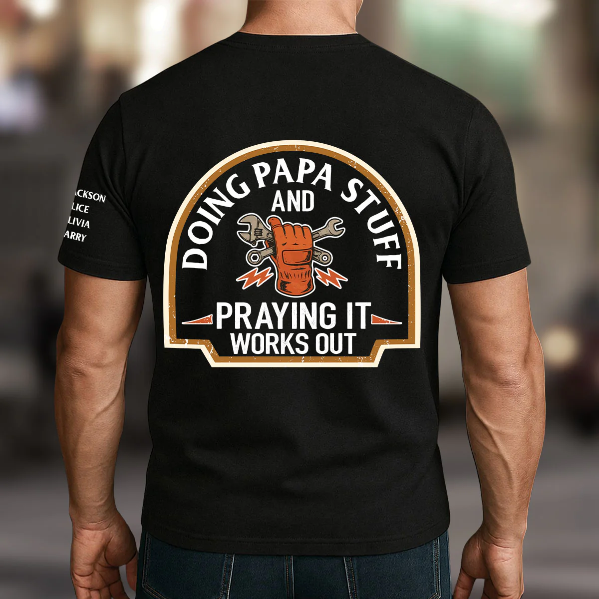 Daddy Stuff - Personalized Custom Shirt With Design On Sleeve - Image 3